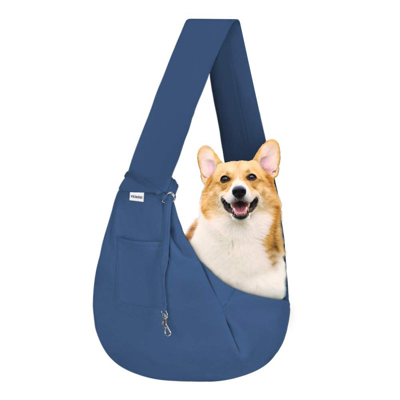 FDJASGY Small Pet Sling Carrier-Hands Free Reversible Pet Papoose Bag Tote Bag with a Pocket Safety Belt Dog Cat for Outdoor Travel Navy Blue - BeesActive Australia