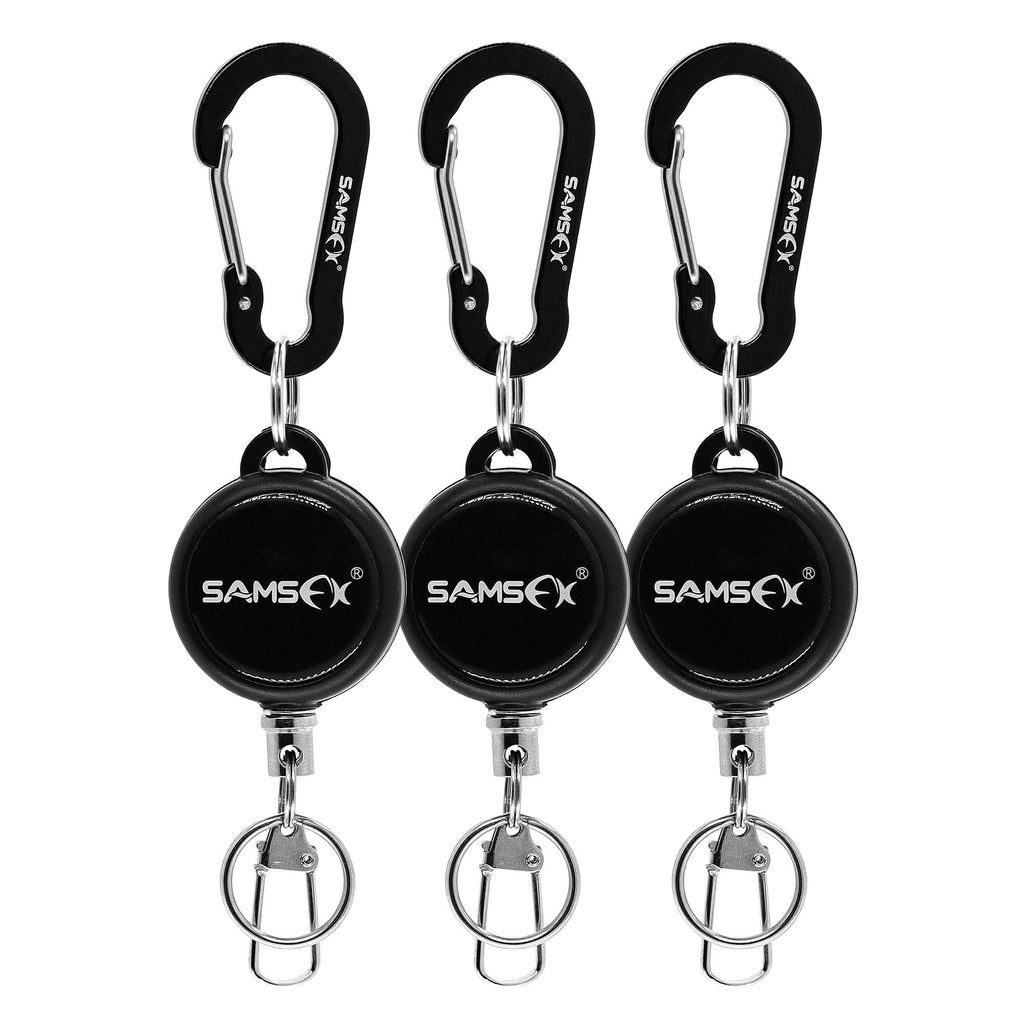 SAMSFX Fly Fishing Zinger Retractor for Anglers Vest Pack Tool Gear Assortment Combo 3pcs in Pack Carabiner and Retractors, 24" Nylon Cord - BeesActive Australia