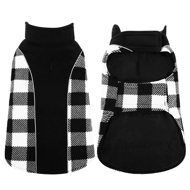 Kuoser Reversible Dog Cold Weather Coat, Reflective Waterproof Winter Pet Jacket, British Style Plaid Dog Coat Warm Cotton Lined Vest Windproof Outdoor Apparel for Small Medium and Large Dogs Black Medium (Pack of 1) - BeesActive Australia