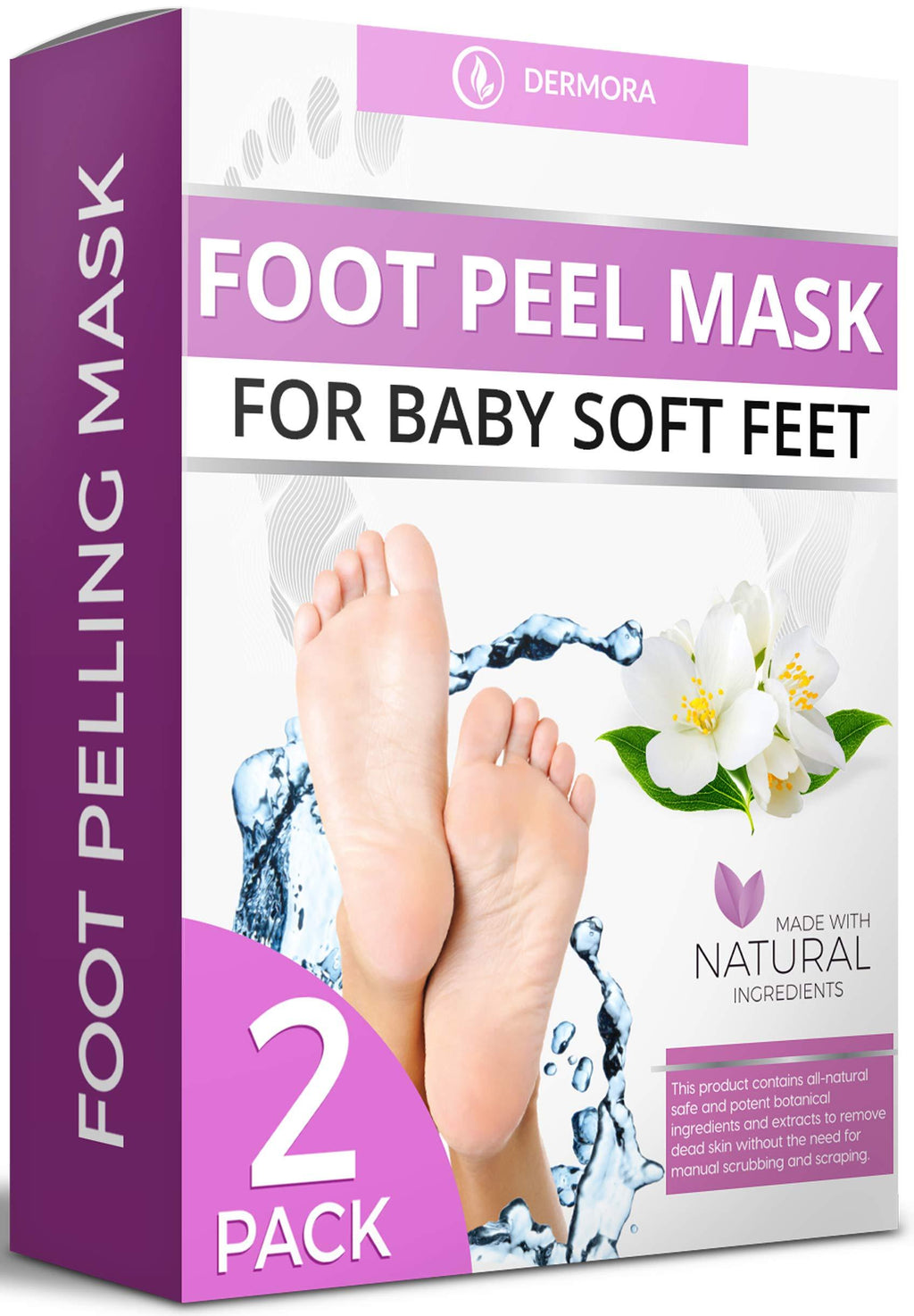 Jasmine Foot Peel Mask - For Cracked Heels, Dead Skin and Calluses - Make Your Feet Baby Soft Smooth Silky Skin - Removes Rough Heels, Dry Toe Skin Natural Treatment. (2 Pack) - BeesActive Australia