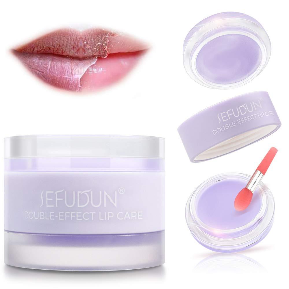 Lip Scrub,Lip Exfoliator & Moisturizer - Double Effect Lip Mask Treatment for Chapped, Wrinkles Lips 2-Lavender - BeesActive Australia
