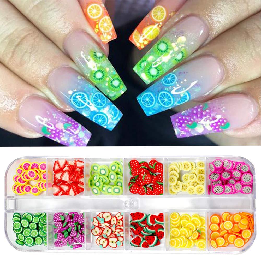 CHANGAR Fruit Nail Art Slices, 3D DIY Nail Art Fimo Slime Supplies Stickers Decoration Colorful Apple Kiwi Fruit Banana Lemon Strawberry Watermelon for DIY Crafts, Nail Art and Cellphone Decoration - BeesActive Australia