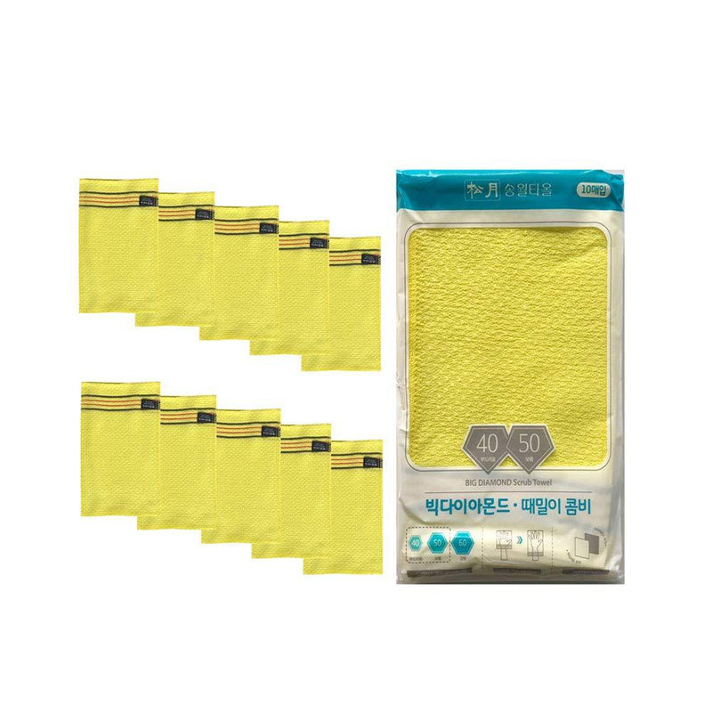 Songwol Korean Exfoliating Mitt Body Scrub Washcloth Yellow Large 10 Pcs - BeesActive Australia