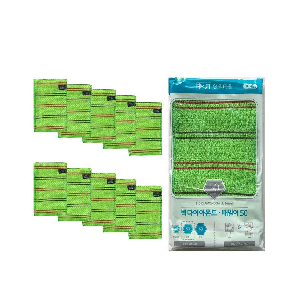 Songwol Korean Exfoliating Mitt Body Scrub Washcloth Green Large 10 Pcs - BeesActive Australia