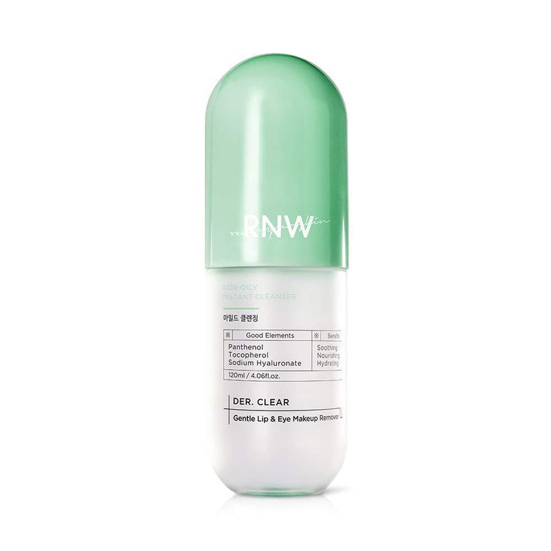 RNW DER. CLEAR Gentle Lip & Eye Makeup Remover, 120ml / 4.05 fl.oz, Mildly Cleans Make Up Around Your Lip And Eye Face Mild Cleaning Care Korean Skin Care K-Beauty - BeesActive Australia