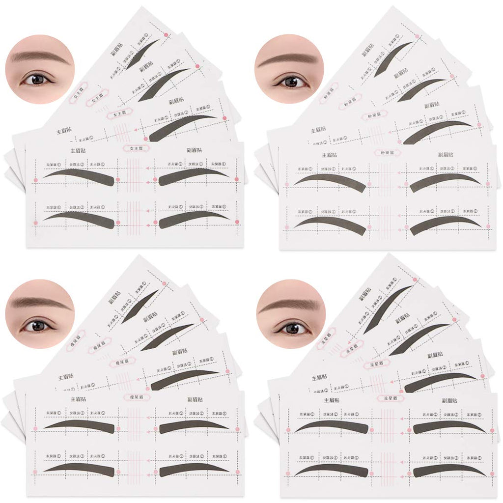 128 PCS Eyebrow Stencil 4 Styles Eyebrows Shaping Stickers Adjustable Eyebrow Grooming Template DIY Brows Guide Makeup Tool - BeesActive Australia