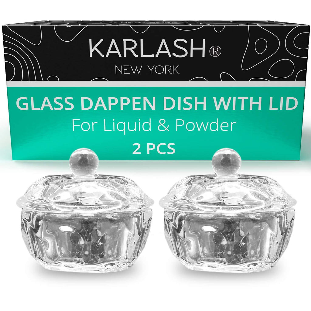 Karlash Nail Art Acrylic Liquid Powder Dappen Dish With Lid Clear Glass Crystal Cup Glassware Tools Glass Dappen Dish Nail Crystal Bowl Glass… (Pack of 2) Pack of 2 - BeesActive Australia
