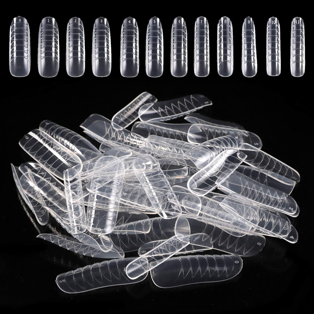 YOPAY 360 Pcs Coffin Nails Clear Full Cover Dual Nail Extension Forms Artificial Press on Ballerina Nail Tips 12 Sizes for Nail Salons and DIY Nail Art - BeesActive Australia