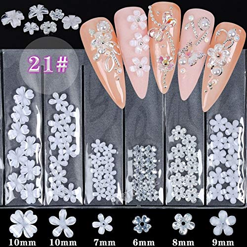 6Grids/Pack 3D Rose Various Petal Resin Glazed Flowers Pearl Arylic Nail Art Rhinestone Gems Decorations Manicure DIY Tips GZH21 - BeesActive Australia