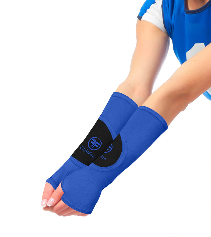 ChinFun Volleyball Arm Sleeves Passing Forearm Sleeves with Protection Pad Volleyball Gear for Youth Girls Women 1 Pair New-blue 12" - BeesActive Australia