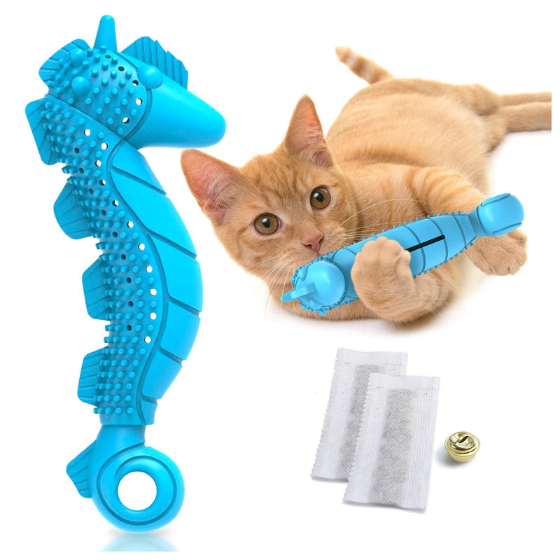 Ronton Cat Toothbrush Catnip Toy - Durable Hard Rubber - Cat Dental Care, Cat Interactive Toothbrush Chew Toy 1Pack-Seahorse - BeesActive Australia