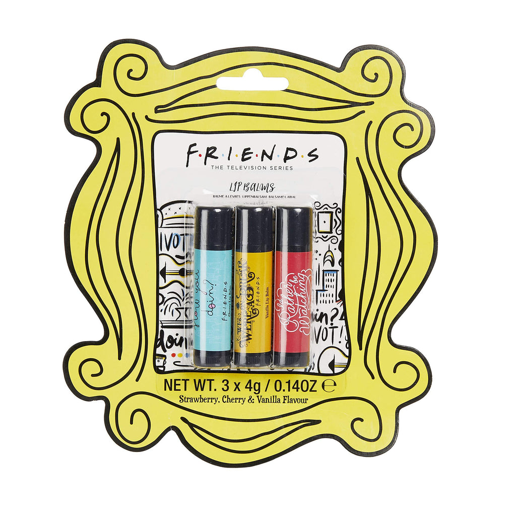 Friends TV Show Lip Balm Trio - Set of Three Flavoured Lip Balms, Strawberry, Vanilla, Cherry - BeesActive Australia