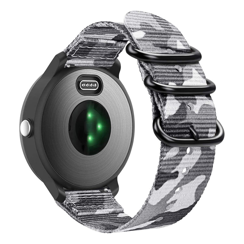 Fintie Band Compatible with Garmin Vivoactive 3/Garmin Venu Sq, 20mm Soft Nylon Replacement Strap Band Compatible with Garmin Vivoactive 3 Music/Forerunner 245 Music/Forerunner 265 Music Smartwatch Camo Grey - BeesActive Australia