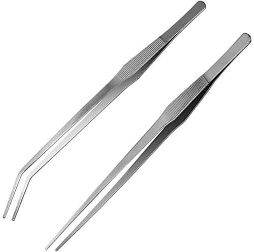 Aquarium Tweezers Extra Long 15 inches, Stainless Steel Straight and Curved Tweezers for Fish Tank Plant Aquascape Tools, Feeding Tongs - BeesActive Australia