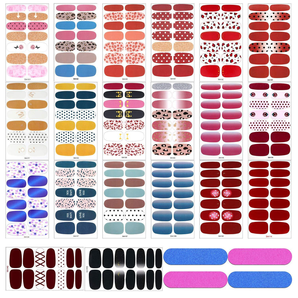 280 Pieces Nail Polish Sticker Full Wrap Nail Art Sticker Self-Adhesive Nail Art Decal Strip Manicure Kits Nail Art Design DIY Solid Color Glitter Full Wrap Strip with Nail File for Women Girls Kids - BeesActive Australia