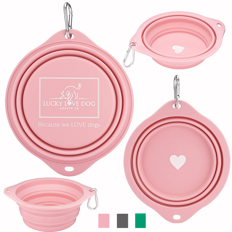 Lucky Love Dog Travel Dog Bowl | Collapsible Compact Water Dog Dish Rose - BeesActive Australia