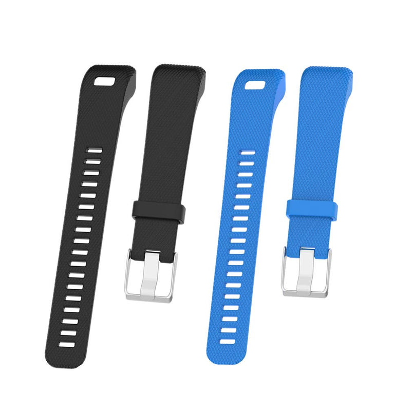 HUABAO Watch Strap Compatible with Garmin vivosmart HR+/ Approach X10/X40,Adjustable Silicone Sports Strap Replacement Band for Garmin vivosmart HR+/Approach X10/X40 Smart Watch Black&Blue - BeesActive Australia