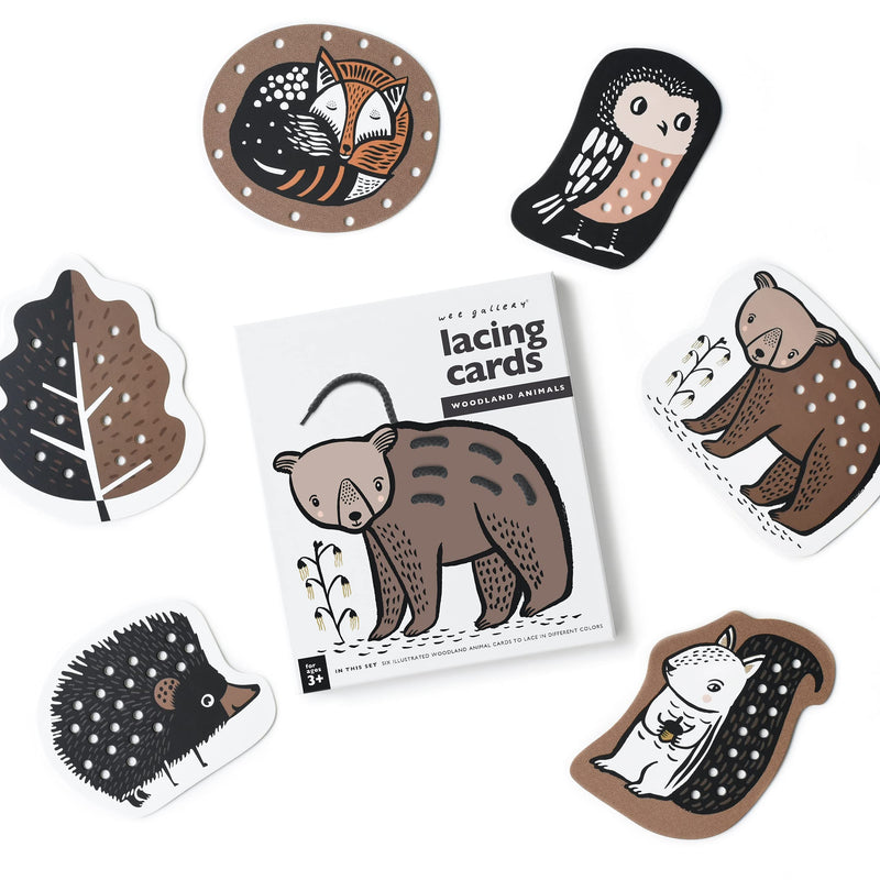 Wee Gallery Woodland Animal Lacing Cards for Toddlers, Sewing Board Activity for Children, Kids Travel Activity to Improve Motor Skills, Color Identification, and Dexterity (Ages 3+) - BeesActive Australia