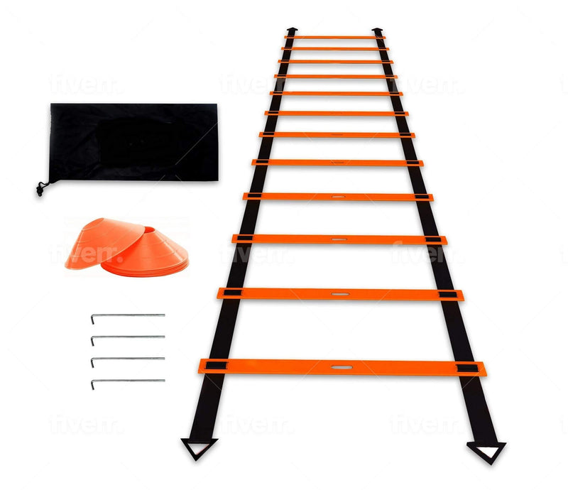 DNB PRO Agility Ladder – Workout Ladder for Athletes – Speed Agility Training Ladder with Adjustable Rung Design – Exercise Ladder for Football, Soccer, Basketball Drill Training – Carry Bag Included - BeesActive Australia
