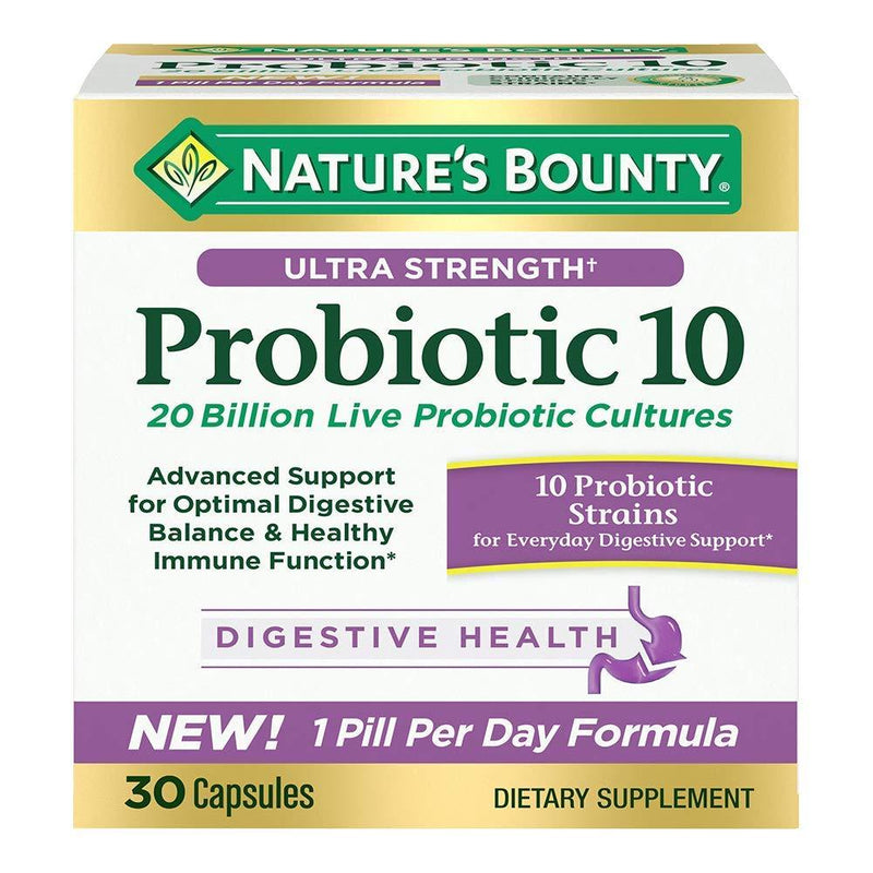Nature's Bounty Ultra Strength Probiotic 10, Support for Digestive, Immune and Upper Respiratory Health, 30 Capsules 30 Count - BeesActive Australia