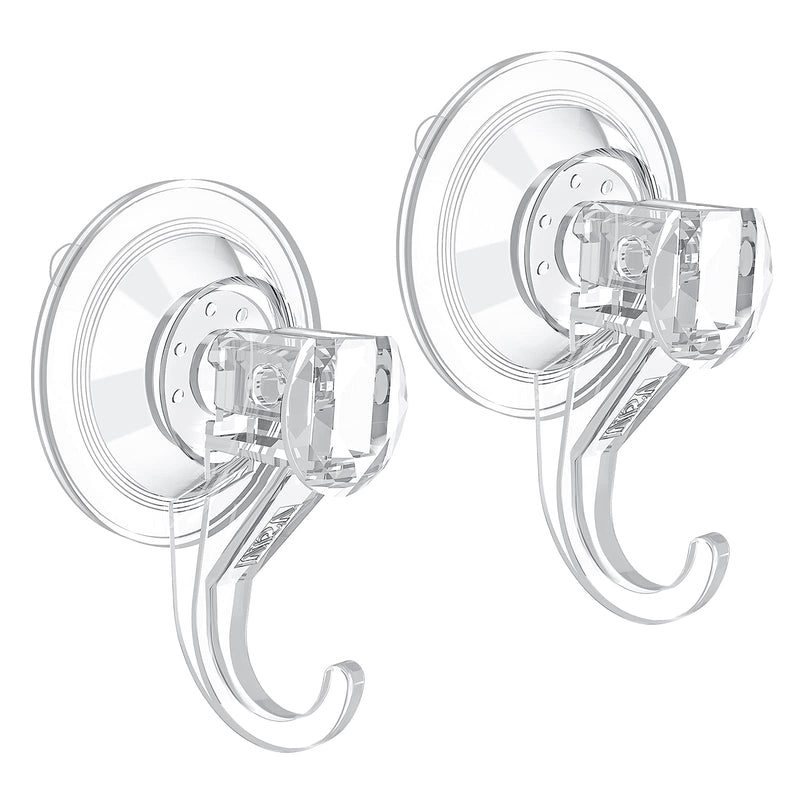 Suction Cup Hooks, VIS'V Small Clear Removable Heavy Duty Suction Hooks Strong Window Glass Door Suction Cup Hangers Kitchen Bathroom Shower Wall Hooks for Towel Loofah Utensils Wreath - 2 Pcs - BeesActive Australia