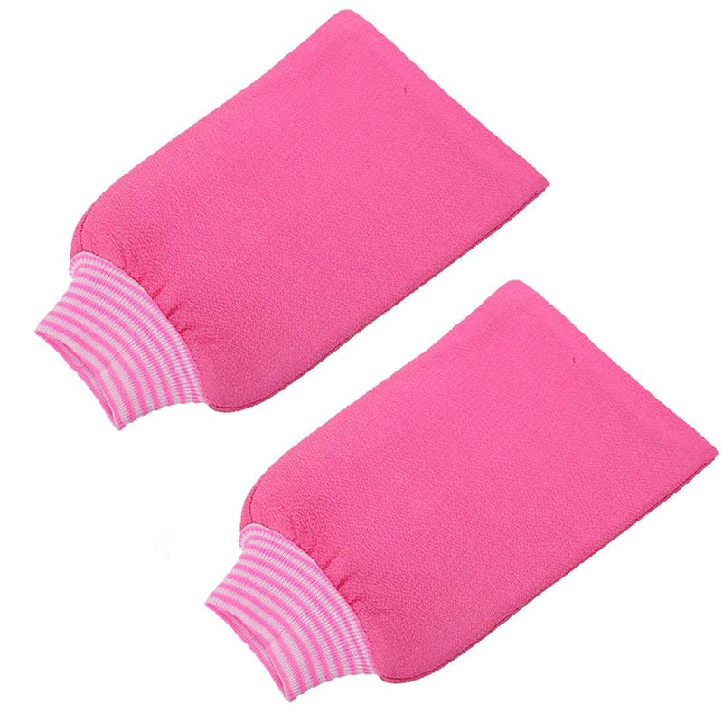 LISSOMPLUME 2 PACK Exfoliating Body Scrub Bath Towel Mitt | Large Shower Gloves Mitten | Remove Dead Skin | Double Sided Available | Men Women | Rose Red - BeesActive Australia