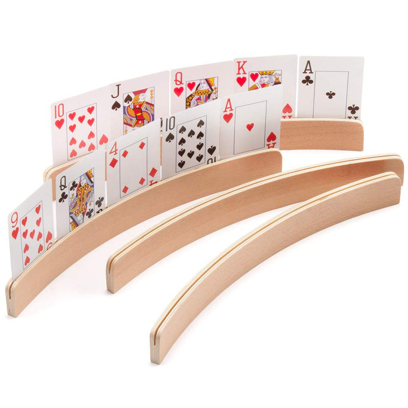 GSE Games & Sports Expert Wooden Playing Card Holders for Kids, Adults and Seniors. Wood Playing Card Tray Racks for Bridge Canasta UNO Card Playing… 12.5-inch, 4-Pack - BeesActive Australia