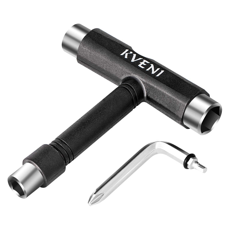 Skate Tool All-in-One, Multi-Function Portable Skateboard T Tools Accessory - with T-Type Allen Key and L-Type Phillips Head Wrench Screwdriver Black - BeesActive Australia