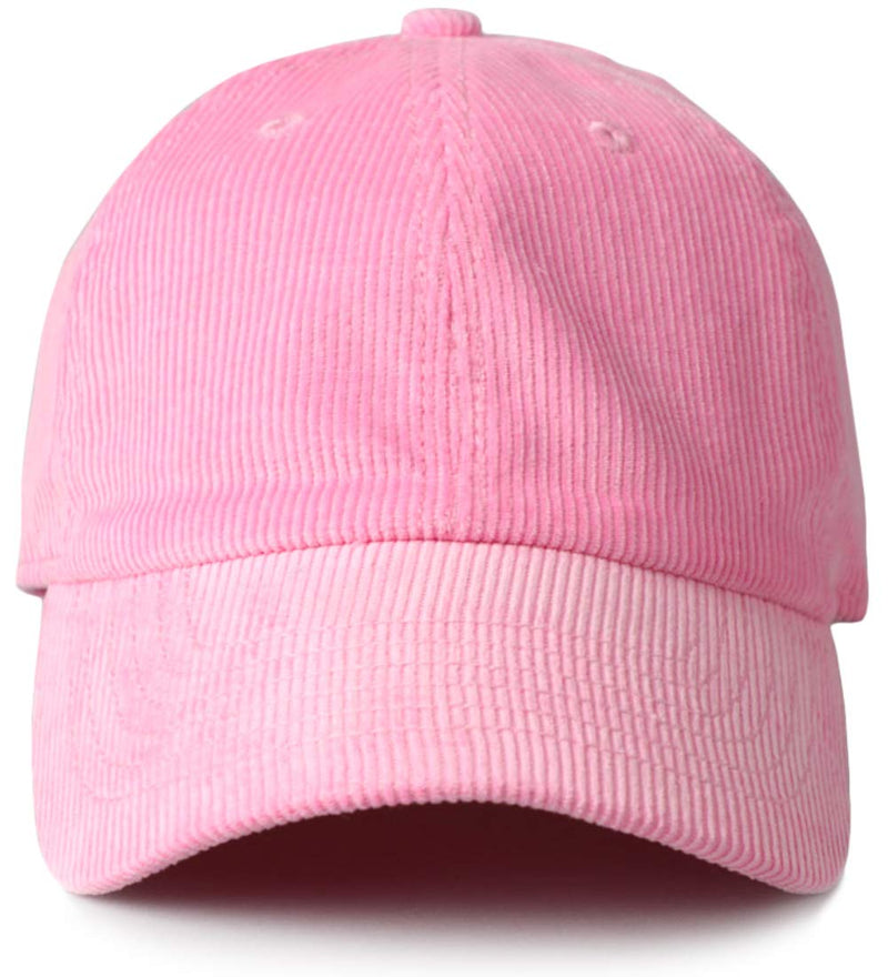 MIRMARU Classic Corduroy Cotton Baseball Caps Vintage Low Profile Dad Hat with Adjustable Strap with Brass Buckle One Size Light Pink - BeesActive Australia