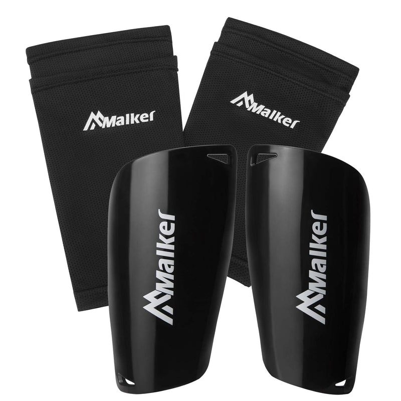 Malker Soccer Shin Guards for Kids Youth Adults Shin Guards Pads with Sleeves, Lightweight and Compact, Protective Soccer Equipment Black Large - BeesActive Australia