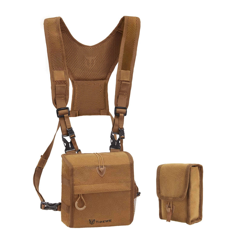 TIDEWE Bino Harness with Rangefinder Pouch & Rain Cover, Durable Lightweight Portable Binocular Pack for Hunting, Hiking Standard Size Brown - BeesActive Australia