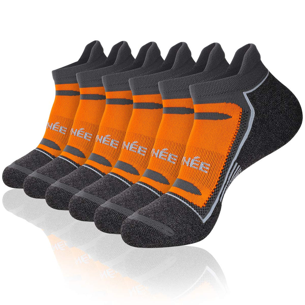 JOYNÉE 6 Pack Men's Running Ankle Socks with Cushion, Low Cut Athletic Sport Tab Socks,Black,Sock Size 10-13 Grey (6 Pairs) - BeesActive Australia