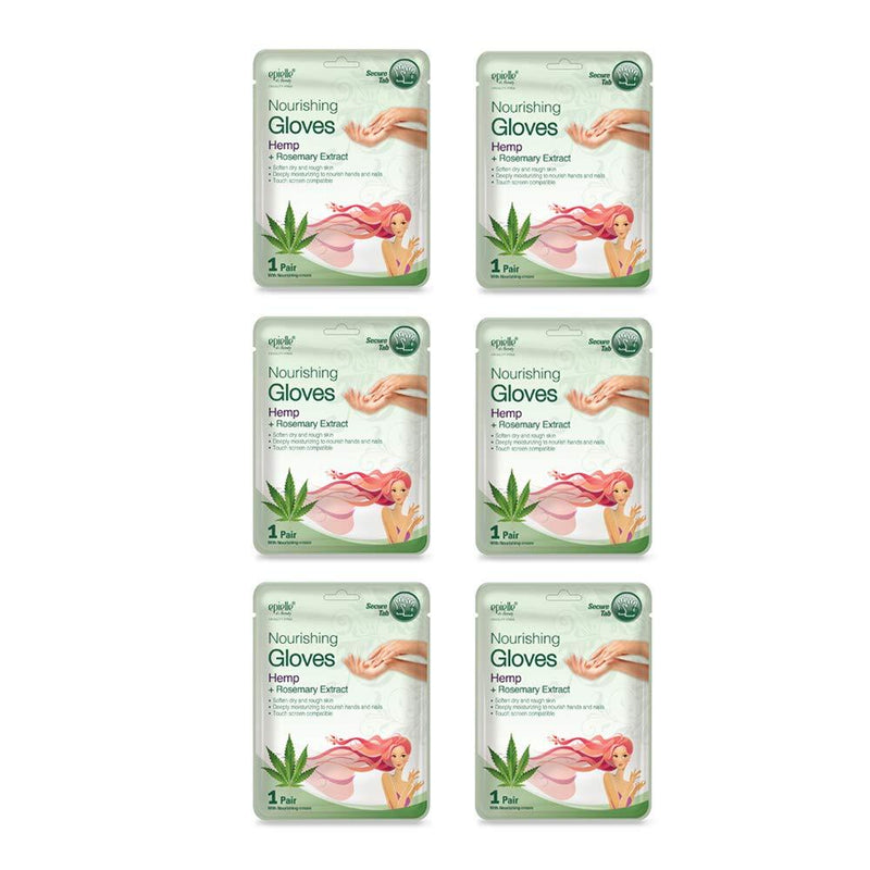 Epielle Nourishing Hand Masks - Hemp + Rosemary Extract for Deep Moisturizing 100% Vegan & Cruelty-Free (Gloves 6pk) For Dry Hand Spa Masks Gloves 6pk - BeesActive Australia