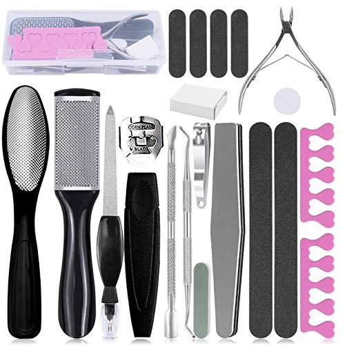 JESSICAR Professional Pedicure Kit 20 pcs Set, Foot Callus Shaver Foot File Tools Set, Corn Remover Foot Scrubber for Dry Rough Skin, Foot Care Kit for Nails Salon or Home Use - BeesActive Australia
