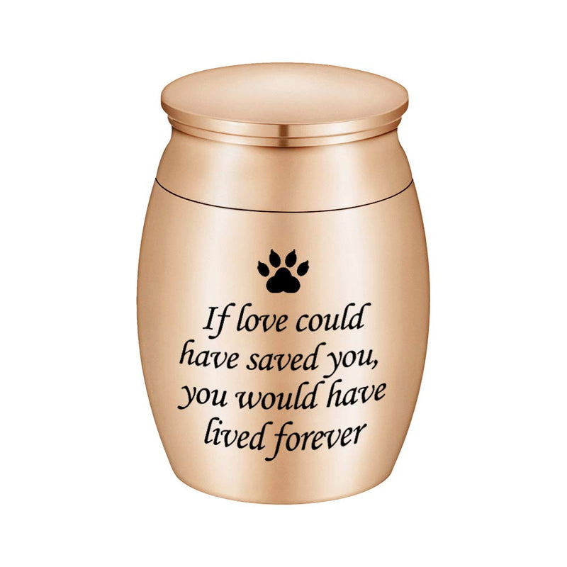 Dletay Small Urn for Pet Ashes 1.57 inch Mini Pet Urn Stainless Steel Ashes Keepsake Urns for Dogs Cats-If Love Could Have Saved You, You Would Have Lived Forever Rose Gold - BeesActive Australia