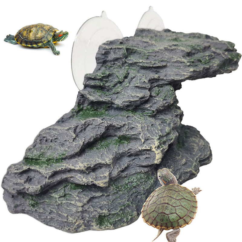 PINVNBY Turtle Basking Platform Reptile Climbing Shale Resin Step Ledge Stone Aquarium Ornament Rock Landscaping Decoration with Suction Cups for Frogs Newts Amphibians Lizard 8.2”Lx3.3”Wx3.1”H - BeesActive Australia