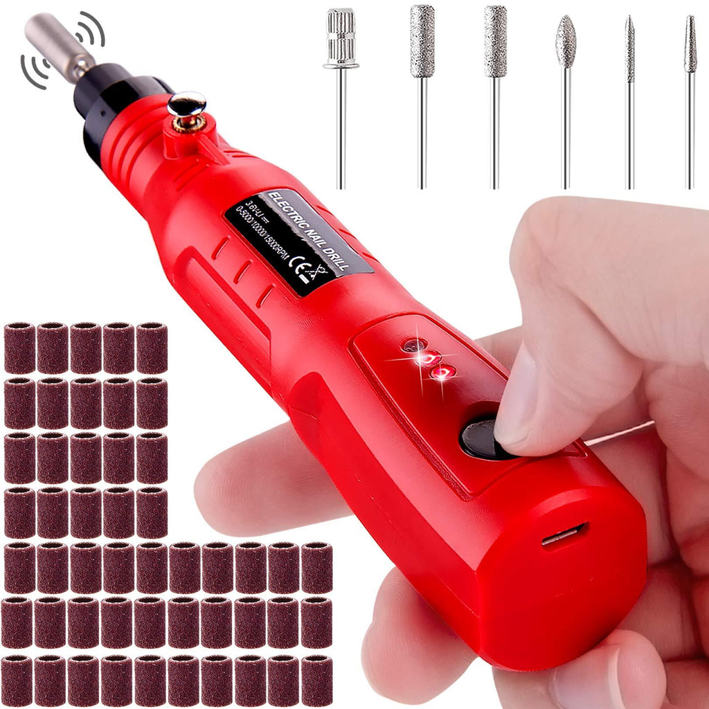 AUSTOR Electric Nail Drill Wireless Portable Electric Nail File Manicure Pen Sander Polisher Micro USB Charging Nail Drill Kit with 6 Pcs Nail Drill Bits and 50 Pcs Sanding Bands for Acrylic, Gel Nail - BeesActive Australia