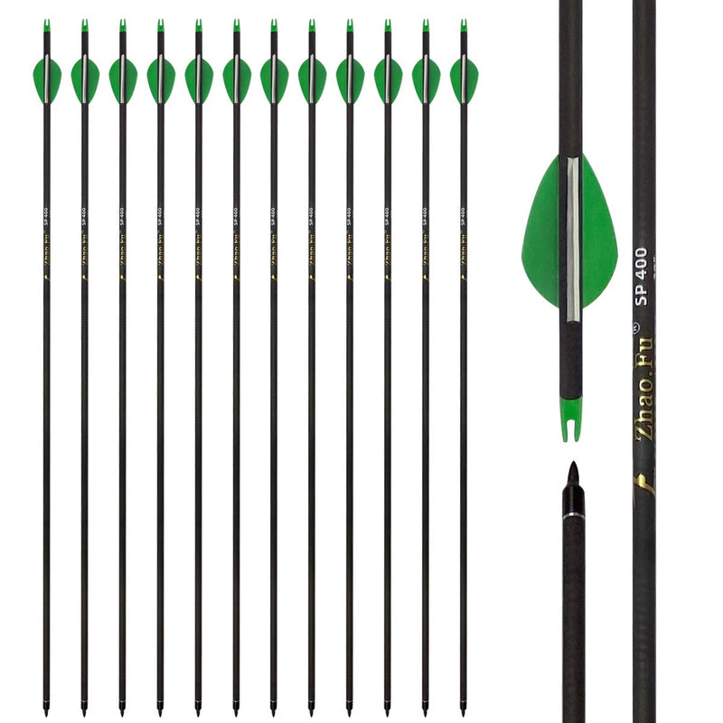 Zhao.Fu 29 Inch Carbon Arrow Practice Hunting Arrows Spine 400 with Removable Tips for Archery Compound & Recurve & Traditional Bow (12 Pcs) - BeesActive Australia