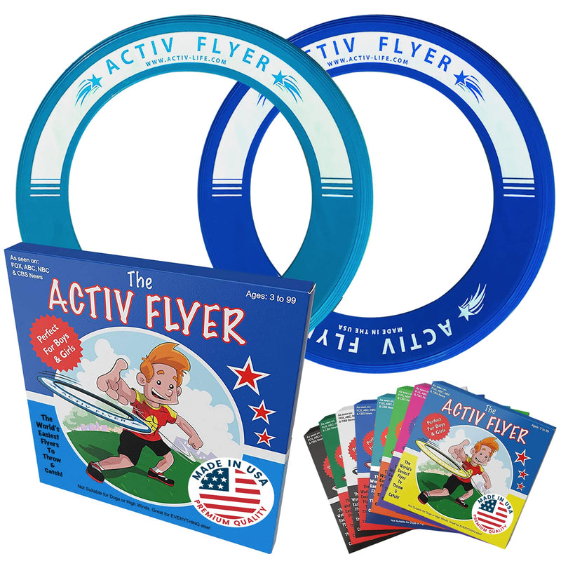 Activ Life Kid's Flying Rings [2 Pack] Fly Straight & Don’t Hurt - 80% Lighter Than Standard Flying Discs - Replace Screen Time with Healthy Family Fun - Get Outside & Play! Made in USA Cyan/Blue - BeesActive Australia