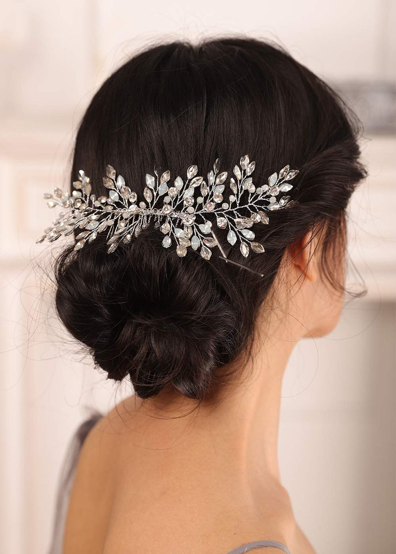 Kercisbeauty Opal Blue Crystal Hair Comb for Women Wedding Bridal Vintage Headpiece Girls Prom Hair Accessories - BeesActive Australia