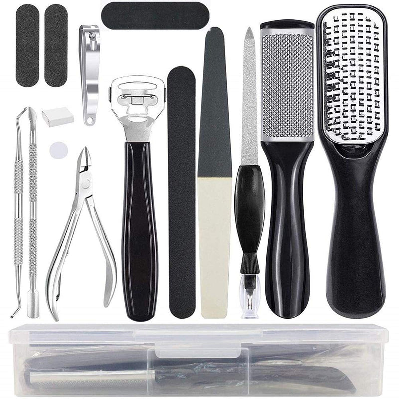 Pedicure KIT Professional 15 in 1,Professional Foot Care Pedicure Stainless Steel File to Removes Hard Skin Clean Feet Dead Skin Tool Set for Women Men Salon or Home - BeesActive Australia