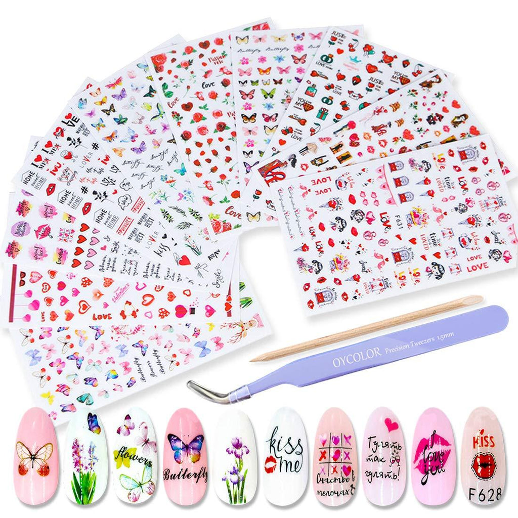 DANNEASY 10 Sheets Self-Adhesive Nail Art Stickers Kit Butterfly Nail Decals for Women Manicure Accessories with 1Pc Nail File + Wood Cuticle Stick kit 1 - BeesActive Australia