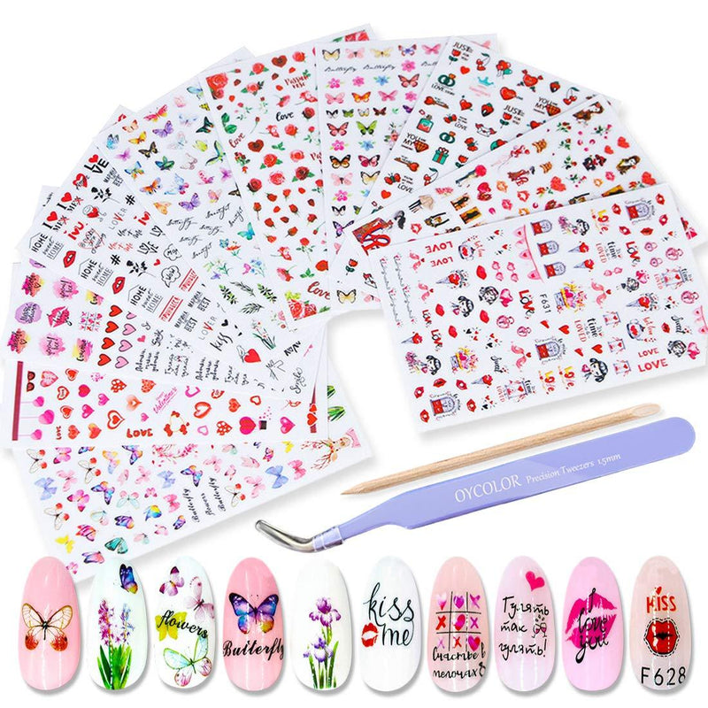 DANNEASY 10 Sheets Self-Adhesive Nail Art Stickers Kit Butterfly Nail Decals for Women Manicure Accessories with 1Pc Nail File + Wood Cuticle Stick kit 1 - BeesActive Australia