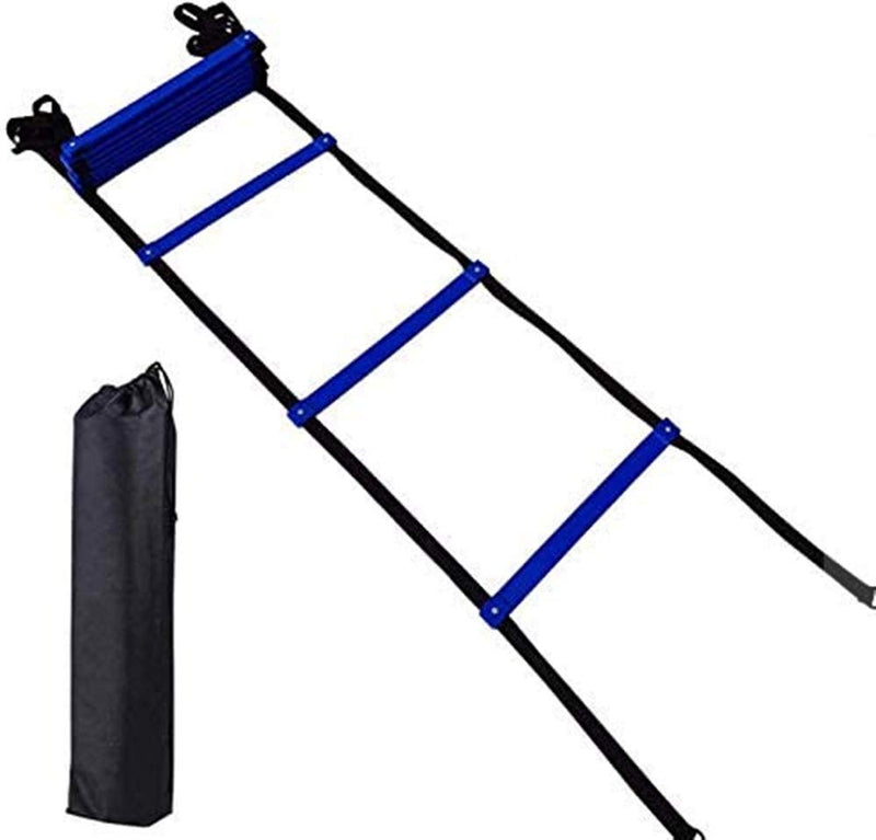 Ebrand Agility Ladder Agility Professional Training Ladder Speed 12 Rung 20ft with Carrying Bag for Soccer, Speed, Football Fitness Feet Training Sports Agility Ladders (Blue, 12 Rung 20ft) - BeesActive Australia