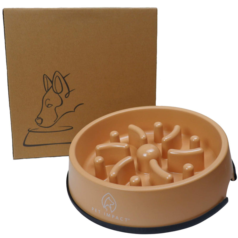 PET IMPACT Slow Feeder Dog Bowl, Natural Bamboo Fibre Bowl to Slow Down Eating, Prevent Risk of Choke Bloat Overeating with Interactive Feeding Medium Earth - BeesActive Australia