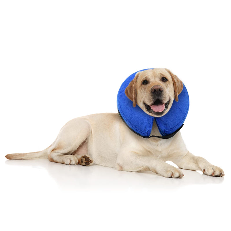 E-KOMG Dog Cone After Surgery, Protective Inflatable Collar, Blow Up Dog Collar, Pet Recovery Collar for Dogs and Cats Soft Large(12"-18") Blue - BeesActive Australia