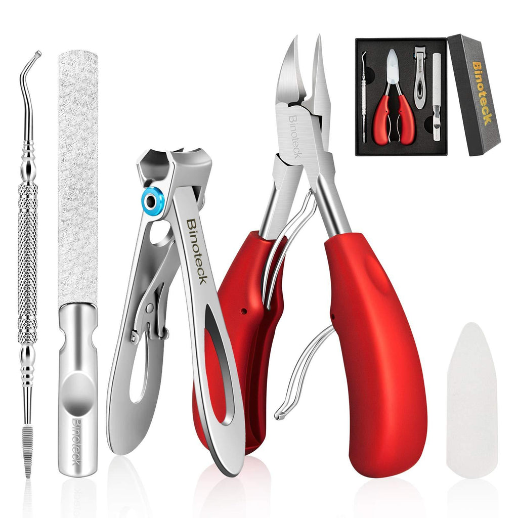 Nail Clippers for Thick Nails,Large Toenail Clippers for Ingrown Toenails or Thick Nails for Men,Women, Seniors,Adults. Professional Stainless Steel Toenail and Fingernail Clippers Set. (Red/Silver) Red/Silver - BeesActive Australia