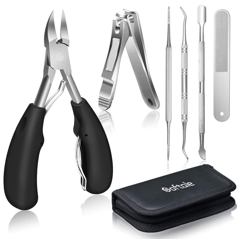 Thick Toenail Clippers, Nail Clippers for Thick & Ingrown Toenails Heavy Duty Professional Podiatrist Toenail Clippers Kits Stainless Steel Big Toenail Clippers with Rubber Handle for Family, Seniors Black - BeesActive Australia