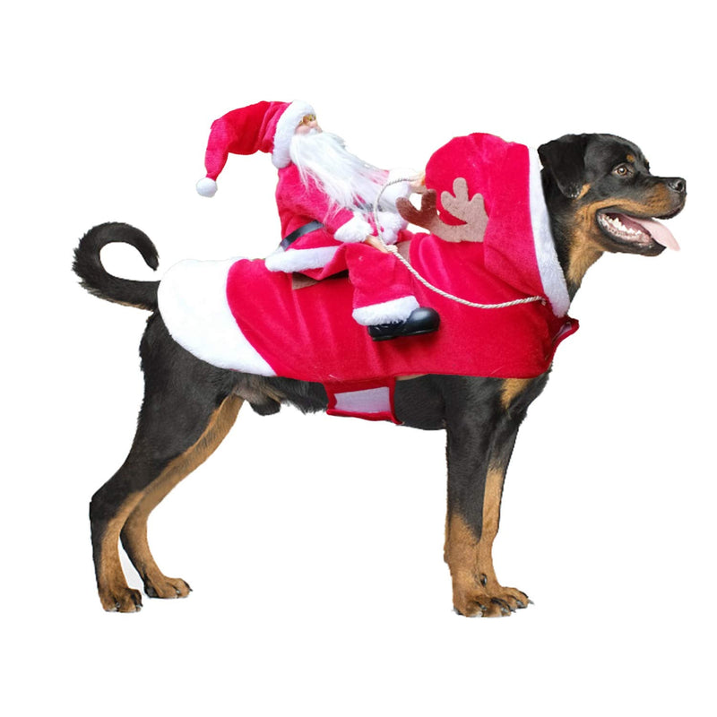 BWOGUE Santa Dog Costume Christmas Pet Clothes Santa Claus Riding Pet Cosplay Costumes Party Dressing up Dogs Cats Outfit for Small Medium Large Dogs Cats XXL(Neck:20.4-25.6'' Chest:24-32.3") - BeesActive Australia
