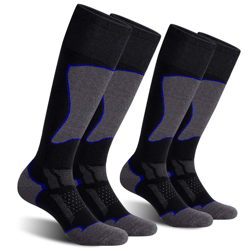 CelerSport 2 Pack Men's Ski Socks for Skiing, Snowboarding, Cold Weather, Winter Performance Socks Black+blue Shoe Size: 7-9 - BeesActive Australia